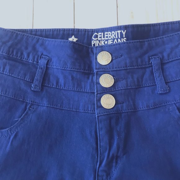 High Rise Cuffed Button Front Denim Shorts SZ 7 - Picture 2 of 8